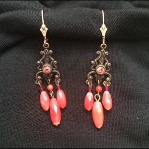 Coral colored 14kt Gold Filled dangle earrings