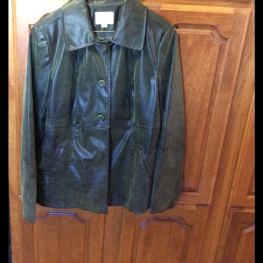 Faux green leather jacket