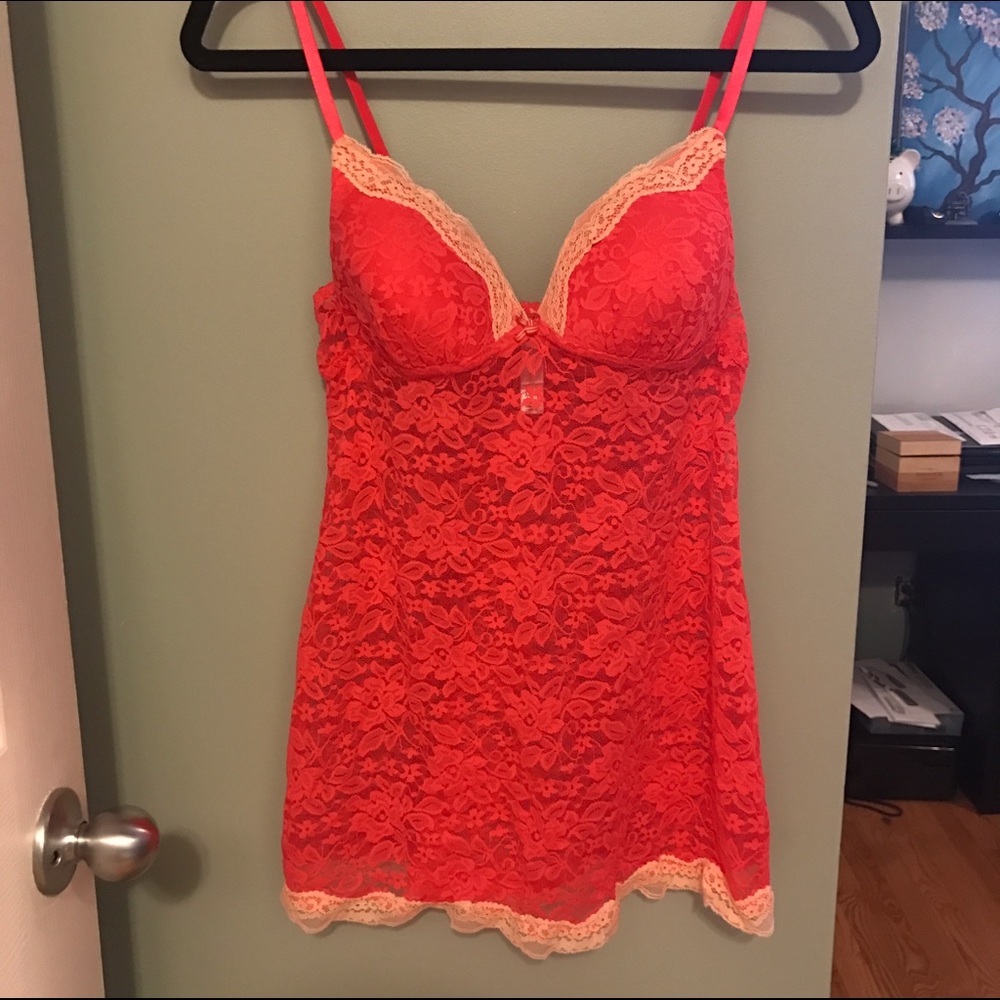 Coral lace babydoll M