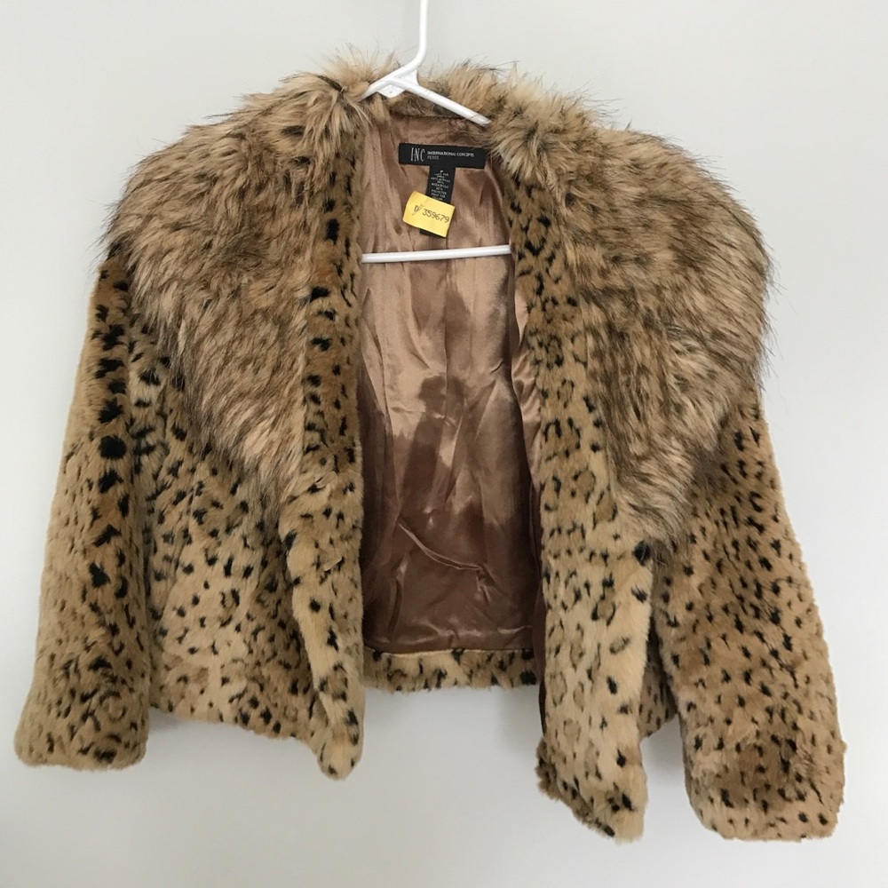 Leopard faux fur jacket