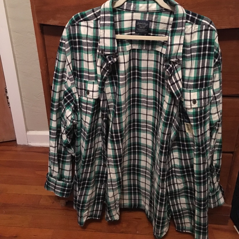NWT 3XLG Big Men Turquoise and Black Flannel