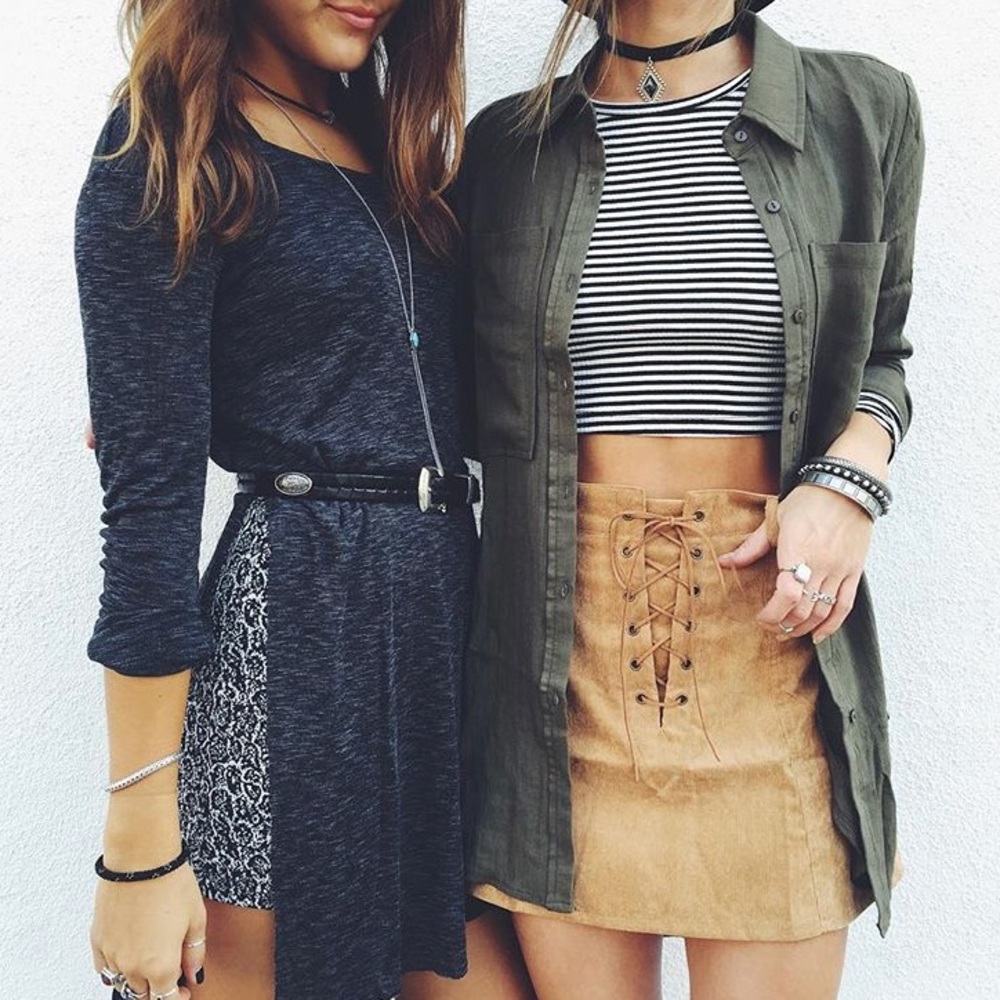 LF Corduroy Lace-Up Skirt