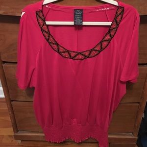 3X Hot Pink Top with Embellished neck