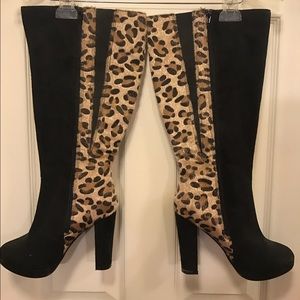 Lane Bryant sz 9 leopard knee high boots