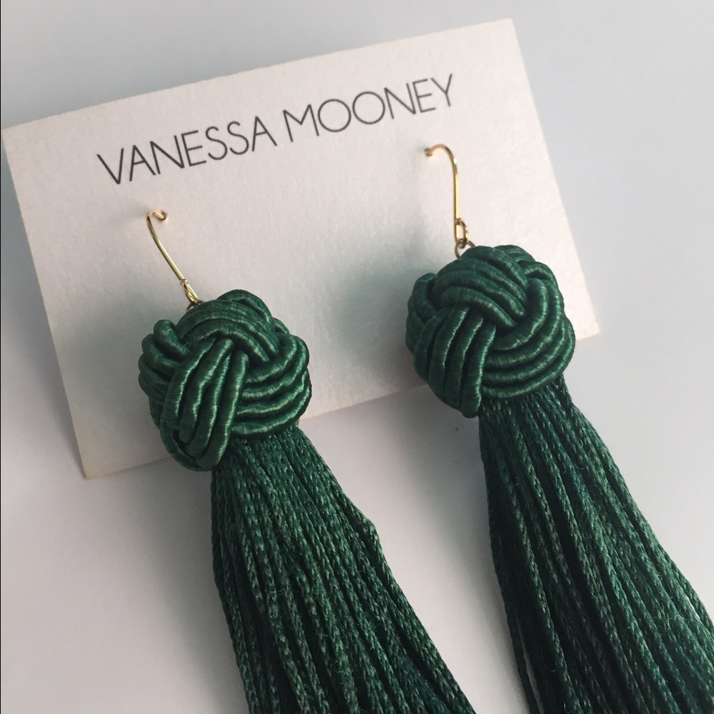 NEW Vanessa Mooney Astrid Green Tassel earrings