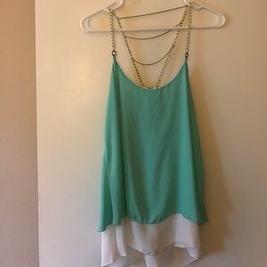 Mint and white too with gold chain details