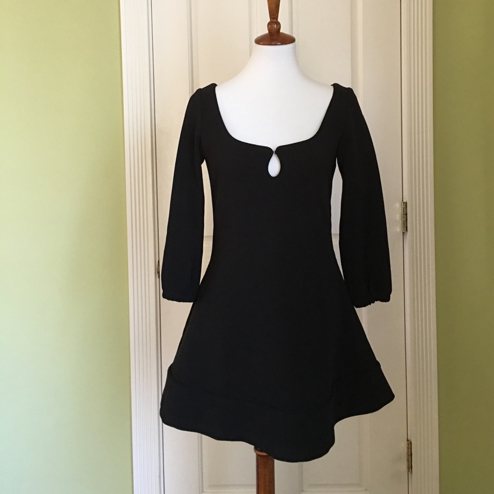 Flirty Black Dress with Wide Scoop Neckline