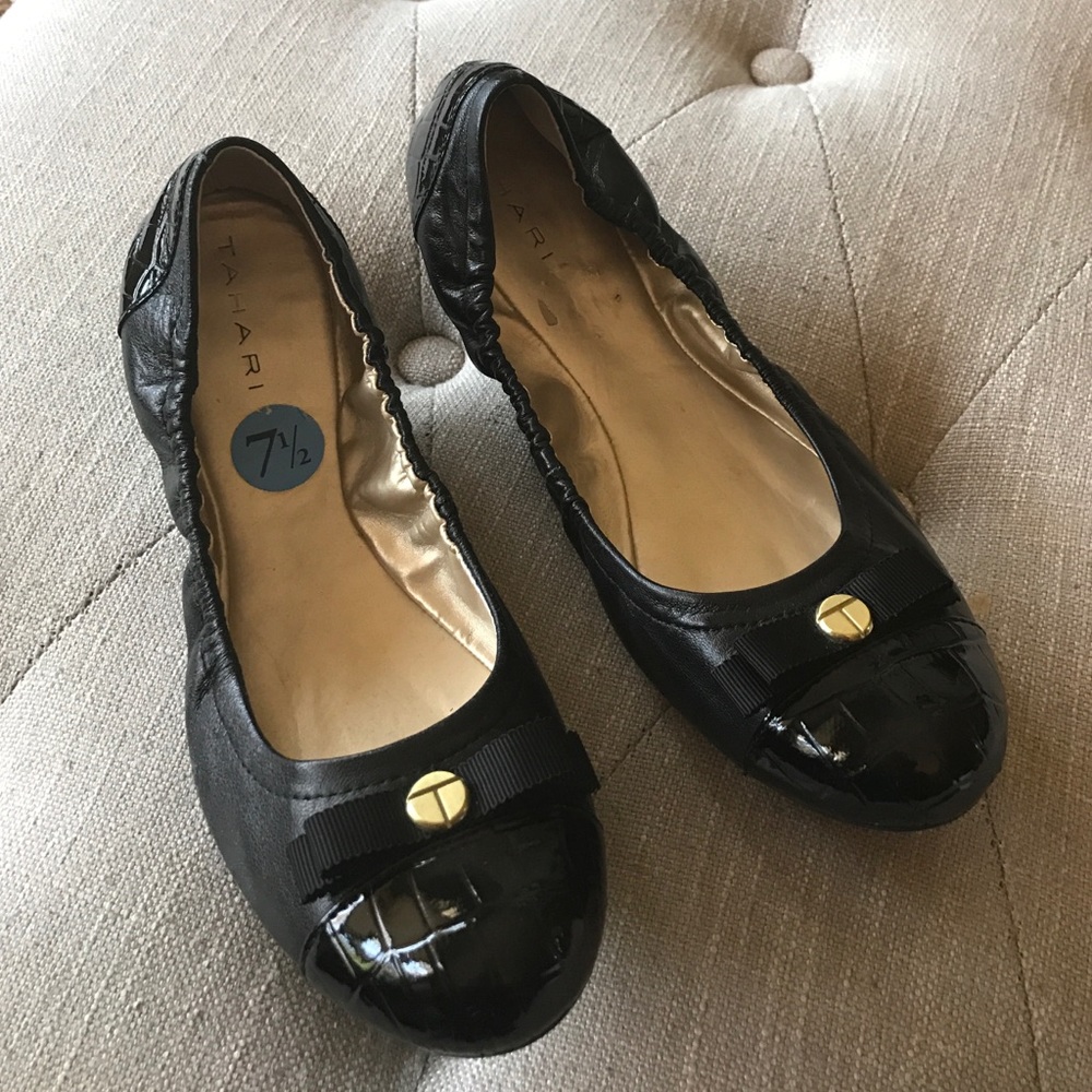 Tahari Black Gibson Flats
