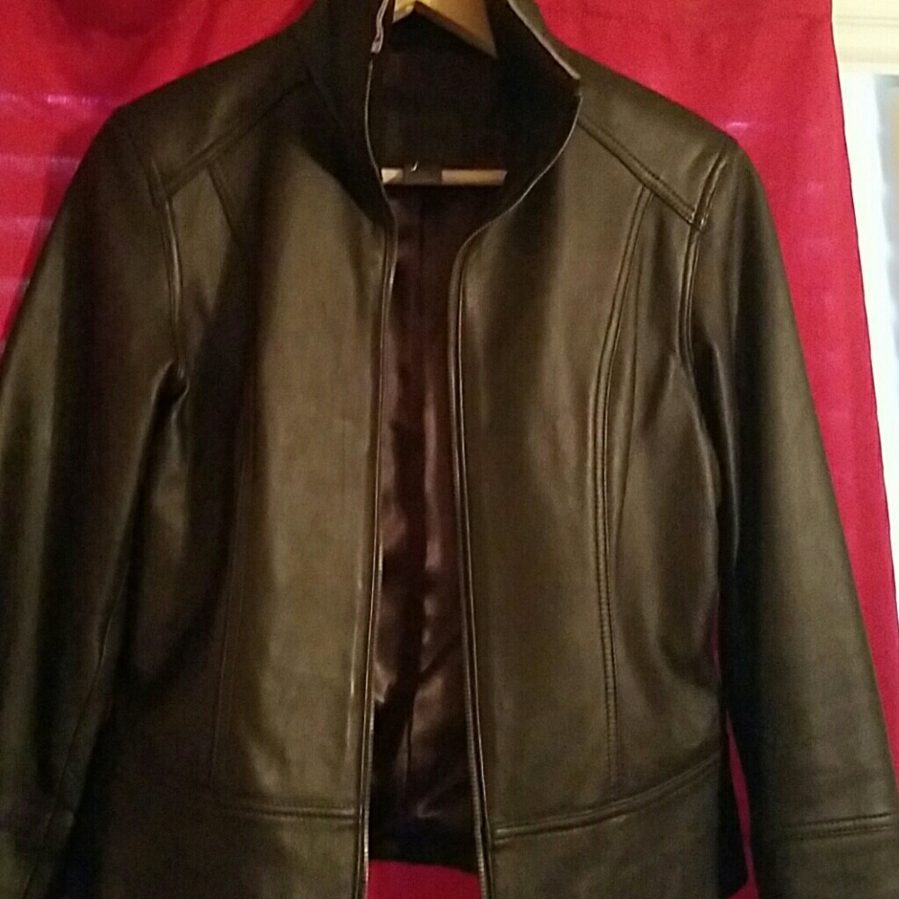 Soft dark brown real leather jacket