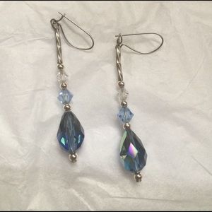 Handmade blue crystal earrings