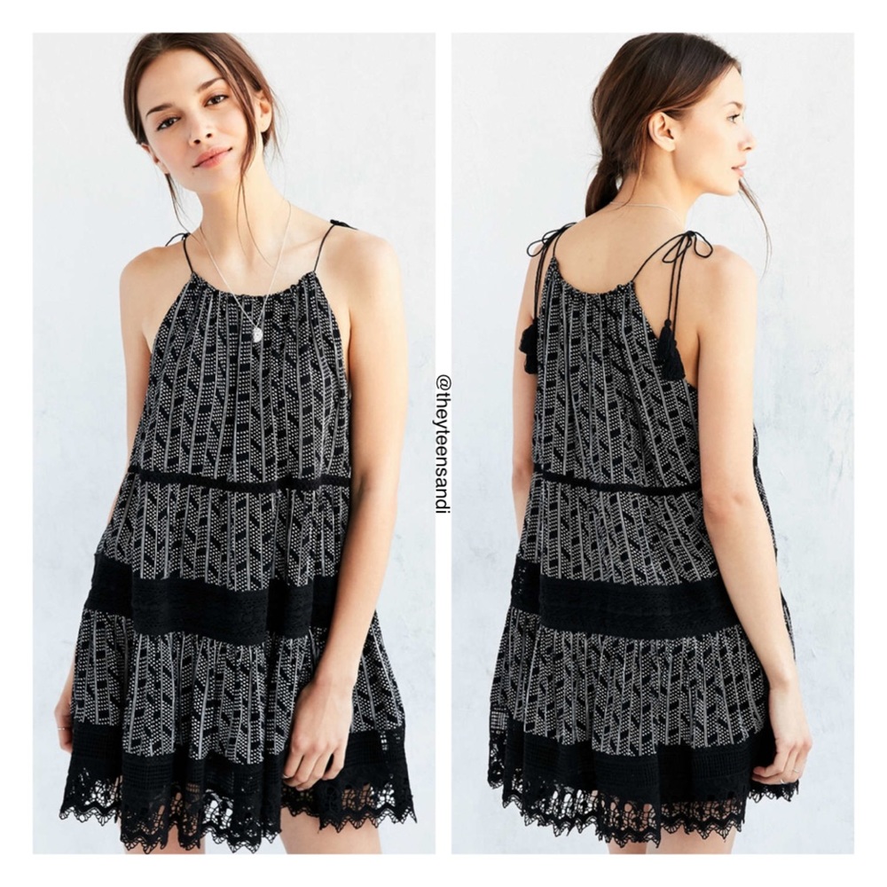 Urban Outfitters La Palma Crochet Inset Mini Dress
