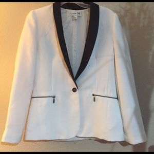 White and black blazer