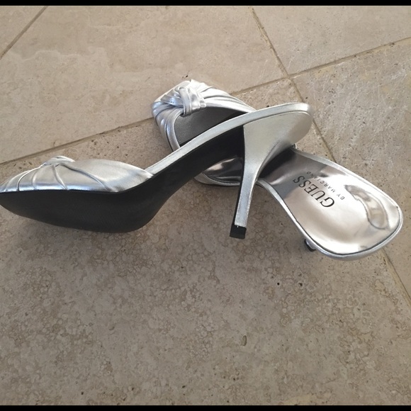 Silver slip on heals - Picture 2 of 3
