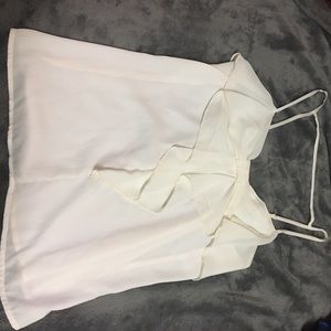 White sheer dress top bow in front