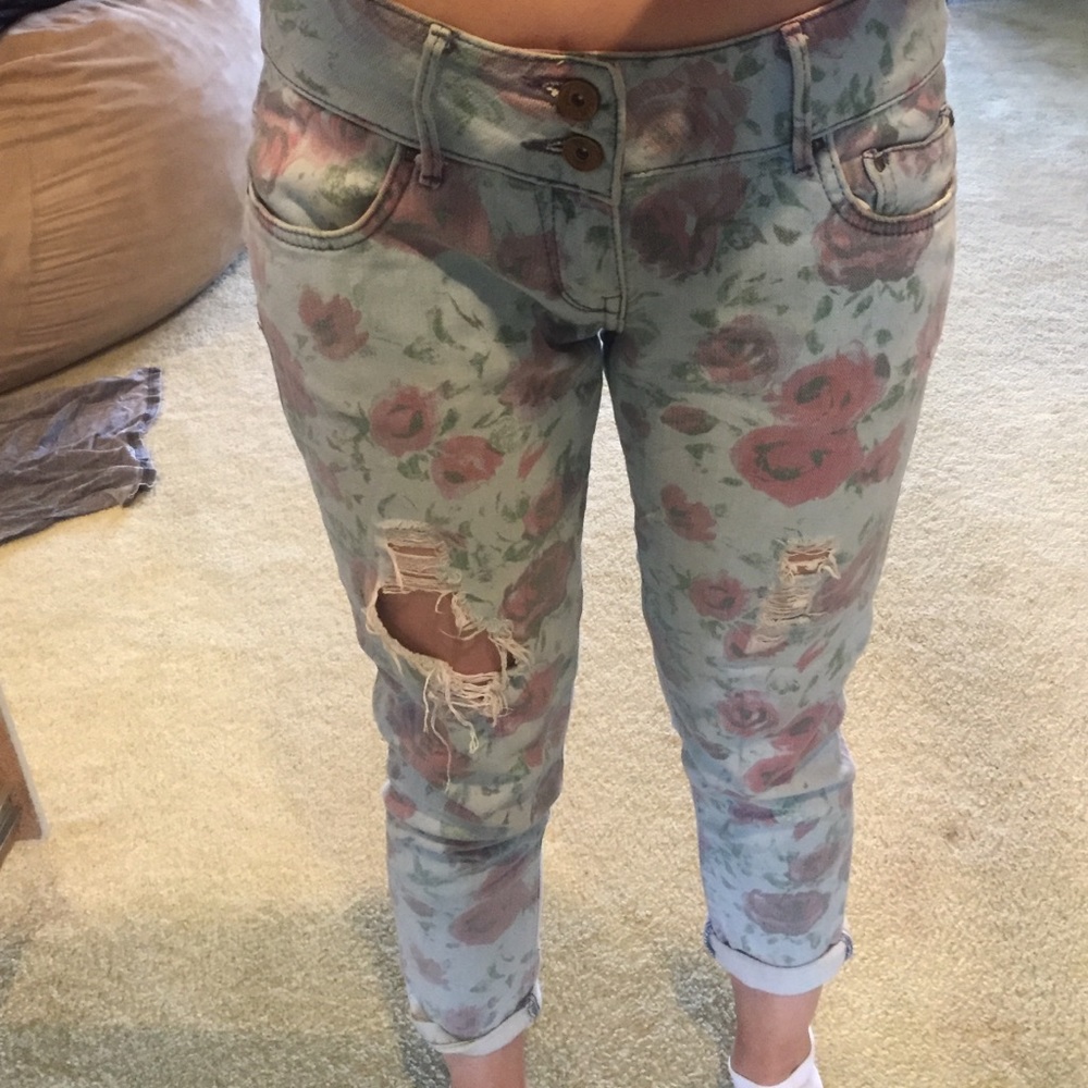 Floral Distressed Jeans