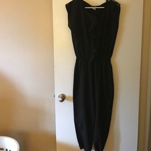 Black silk pant romper