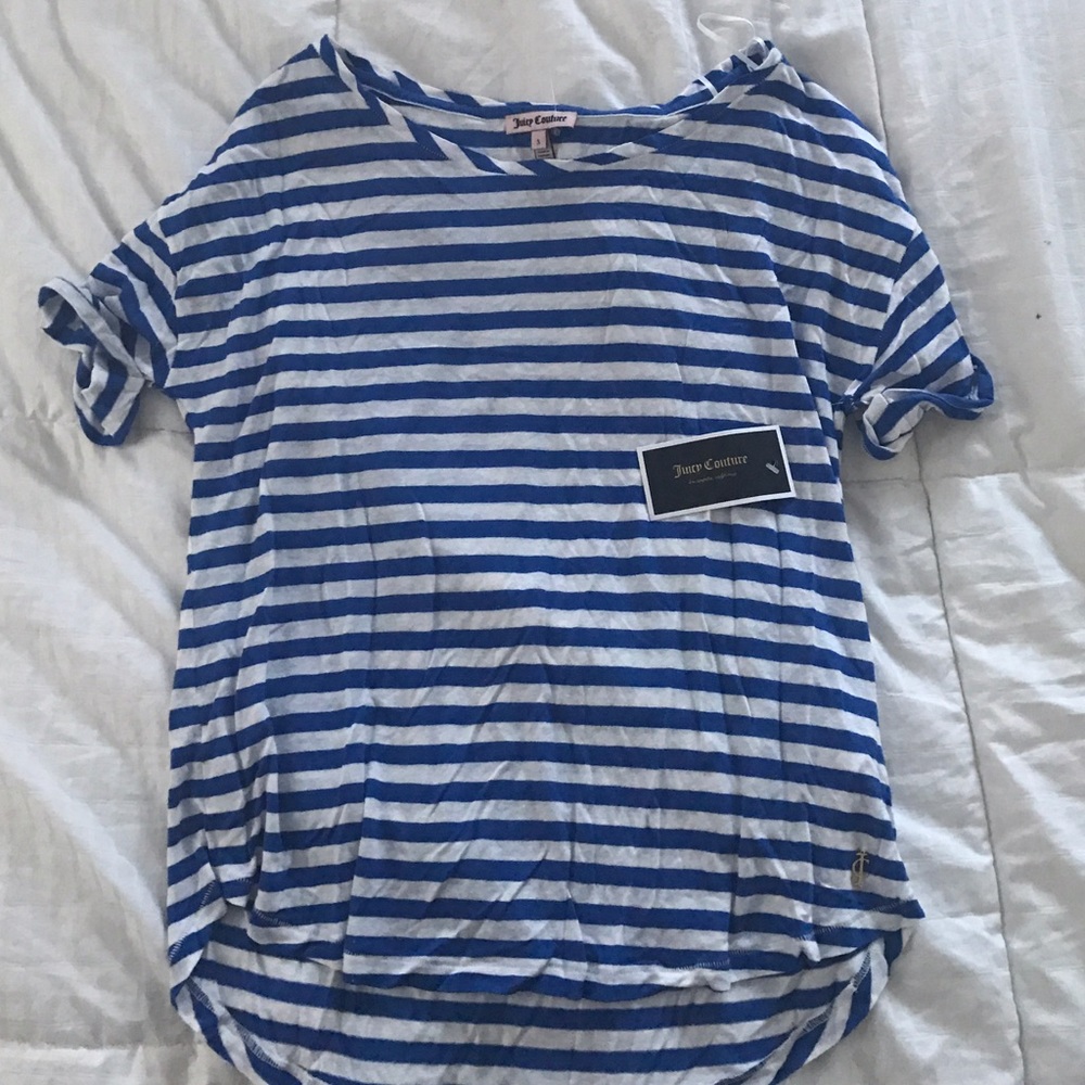 Juicy Couture Blue and White Stripe Tee