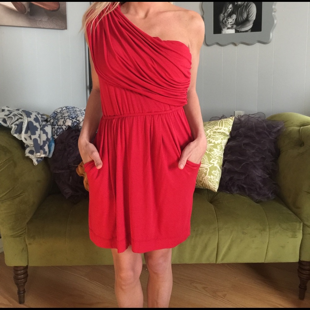 One Shoulder Red Dress