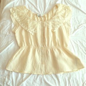 Adorable Cream Button Down Blouse - Large