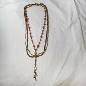 Lucky Brand pink, orange, and gold coral necklace