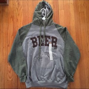 Men's large BEER sweatshirt with beer pouch.