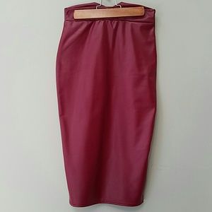 Vegan Maroon Faux Leather Skirt
