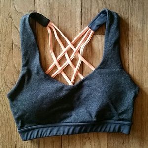 F21 Marled Black Strappy Back Sports Bra