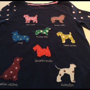 Mini Boden Long Sleeve Dog Appliqué Tee, sz 9-10