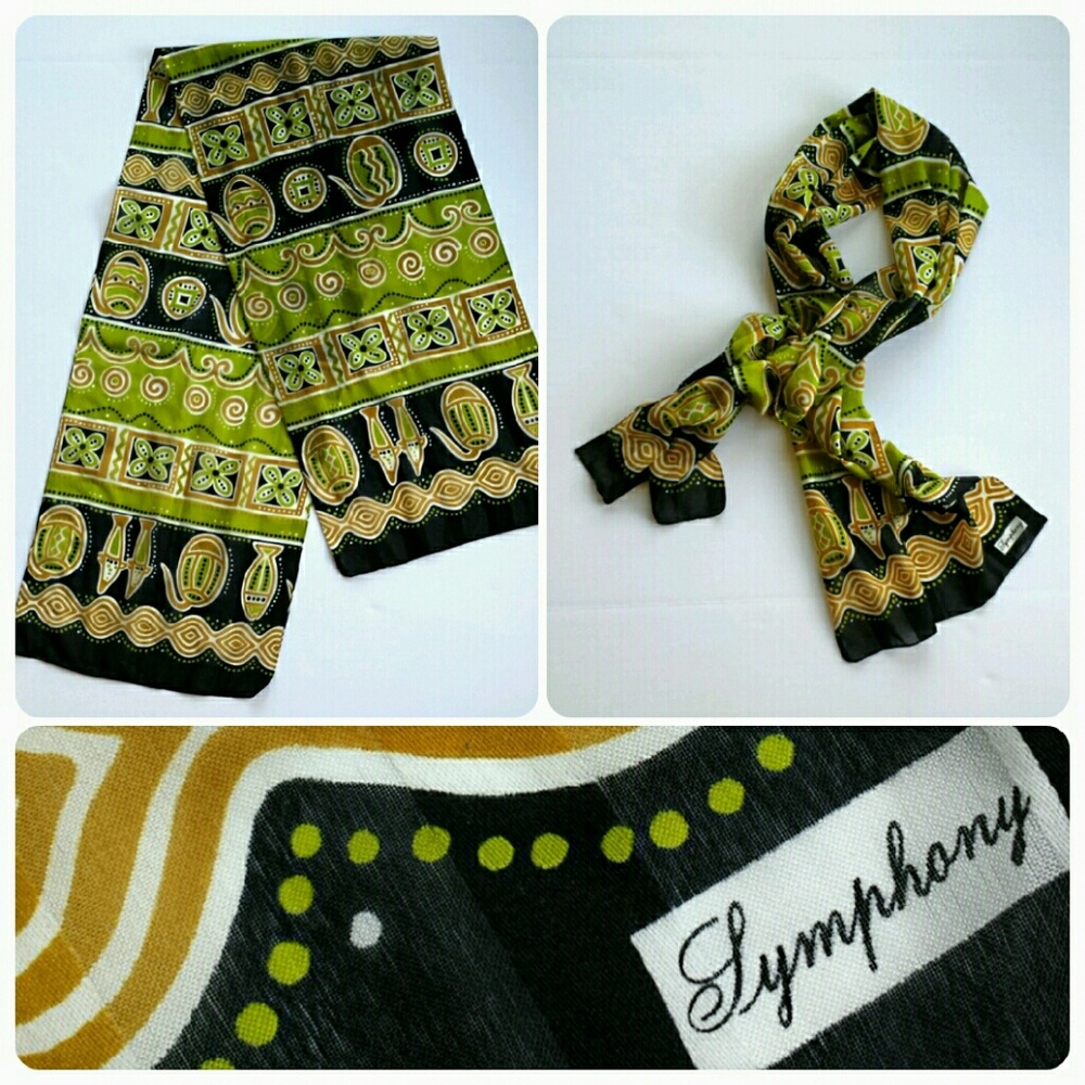 Island Tribal Print Scarf - Vintage 80s from Italy