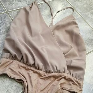 Taupe Backless Tunic Bodysuit