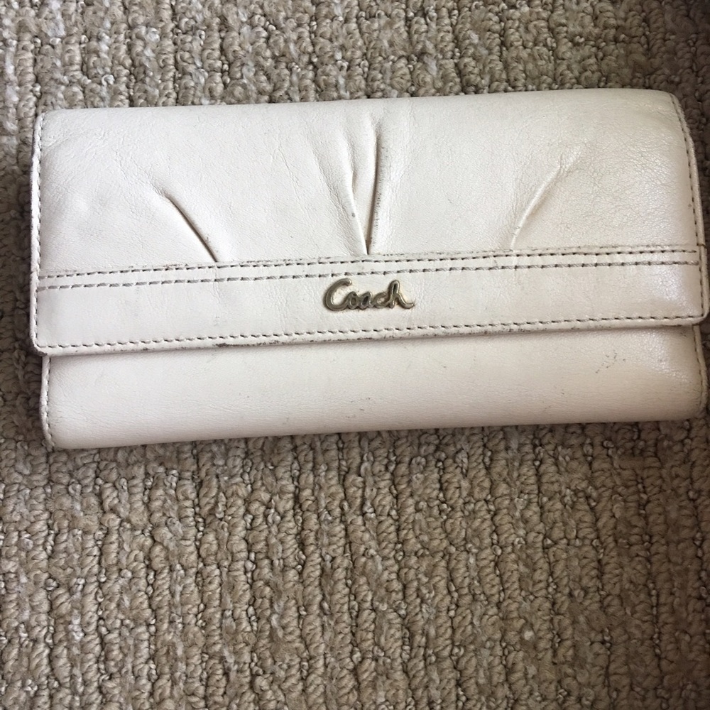 Cream Leather Coach Wallet