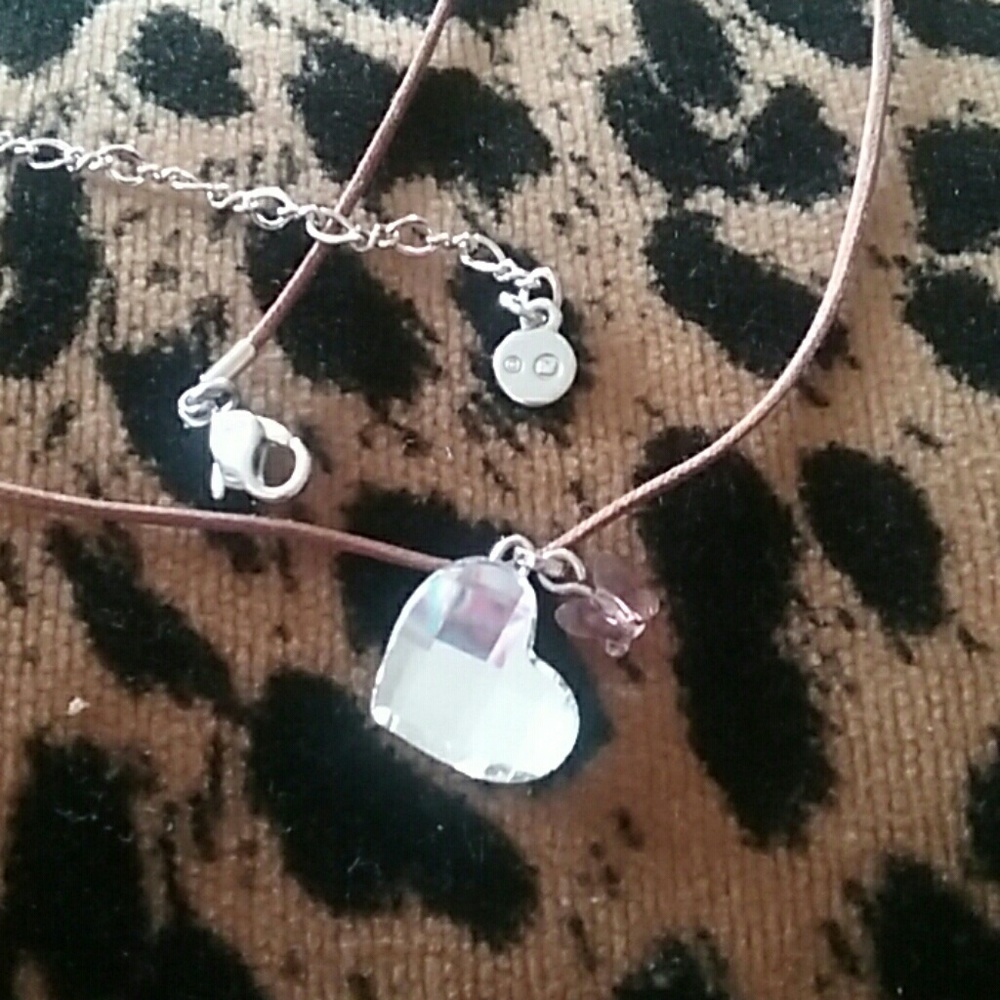 New Swarovski Clear Heart with pink butterfly