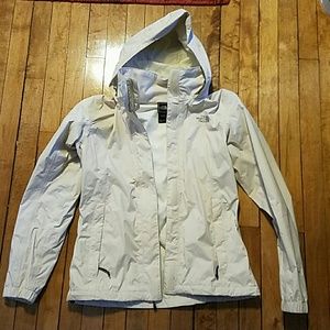 North Face white rain jacket windbreaker w/ hood