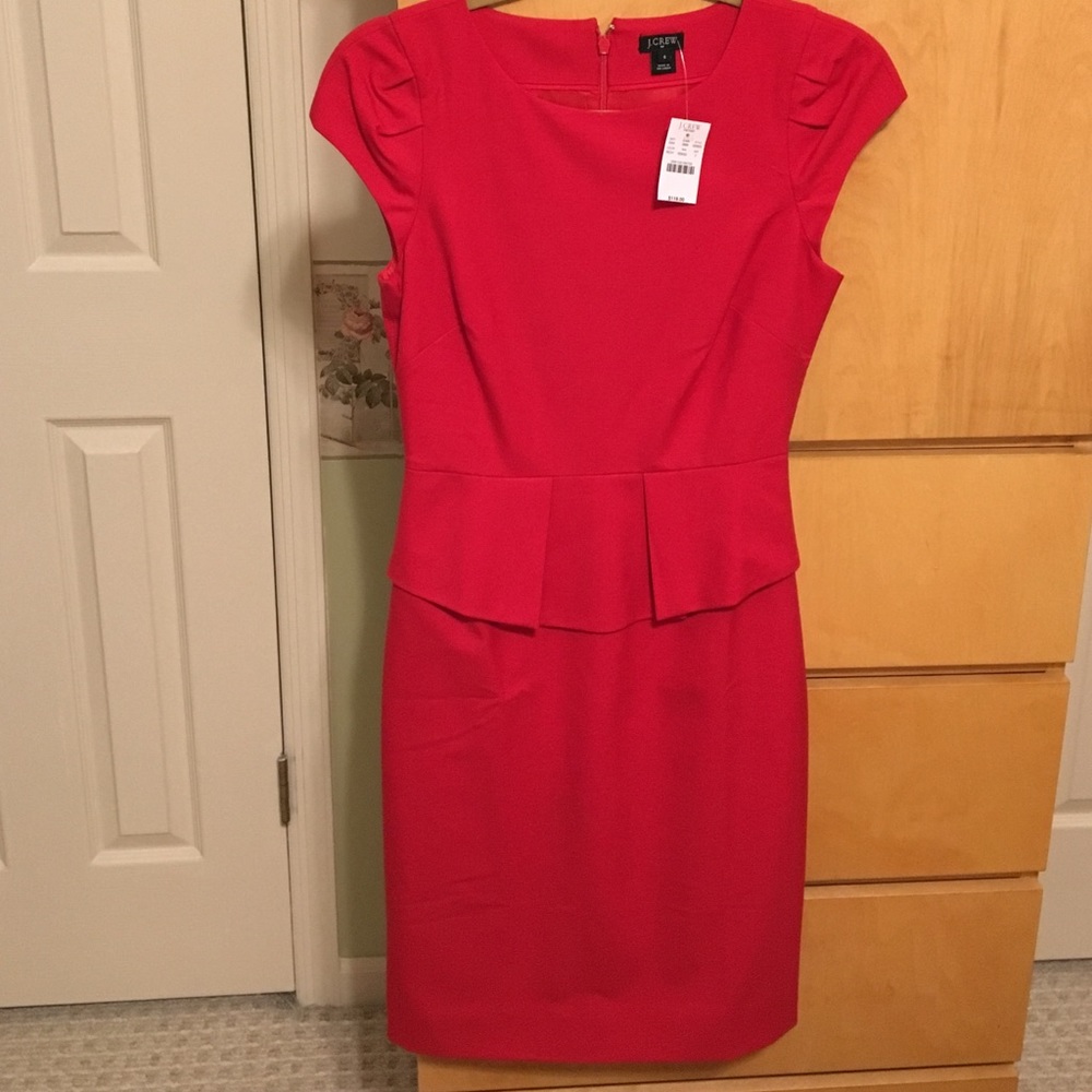 J. Crew red peplum dress