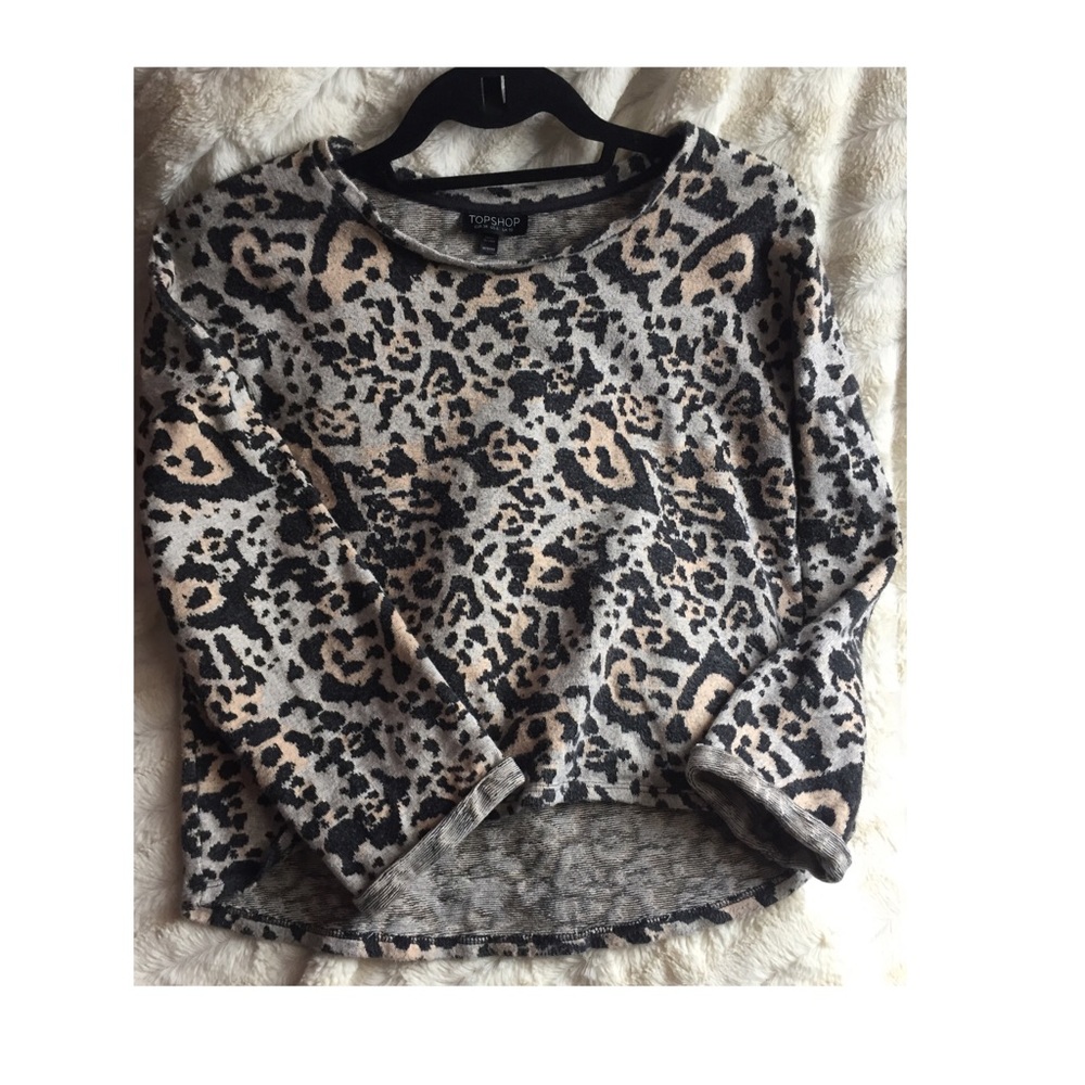 TopShop Brushed Leopard Print Sweater