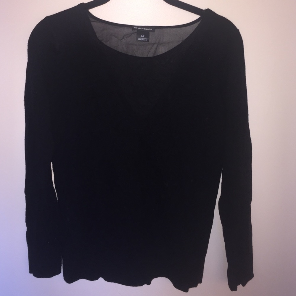 Club Monaco size small black long sleeve knit top