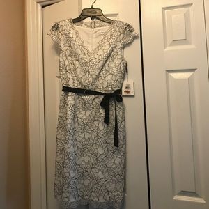 White and black lace dress