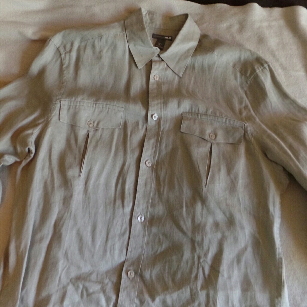 Tan H&M Linen Shirt - L -
