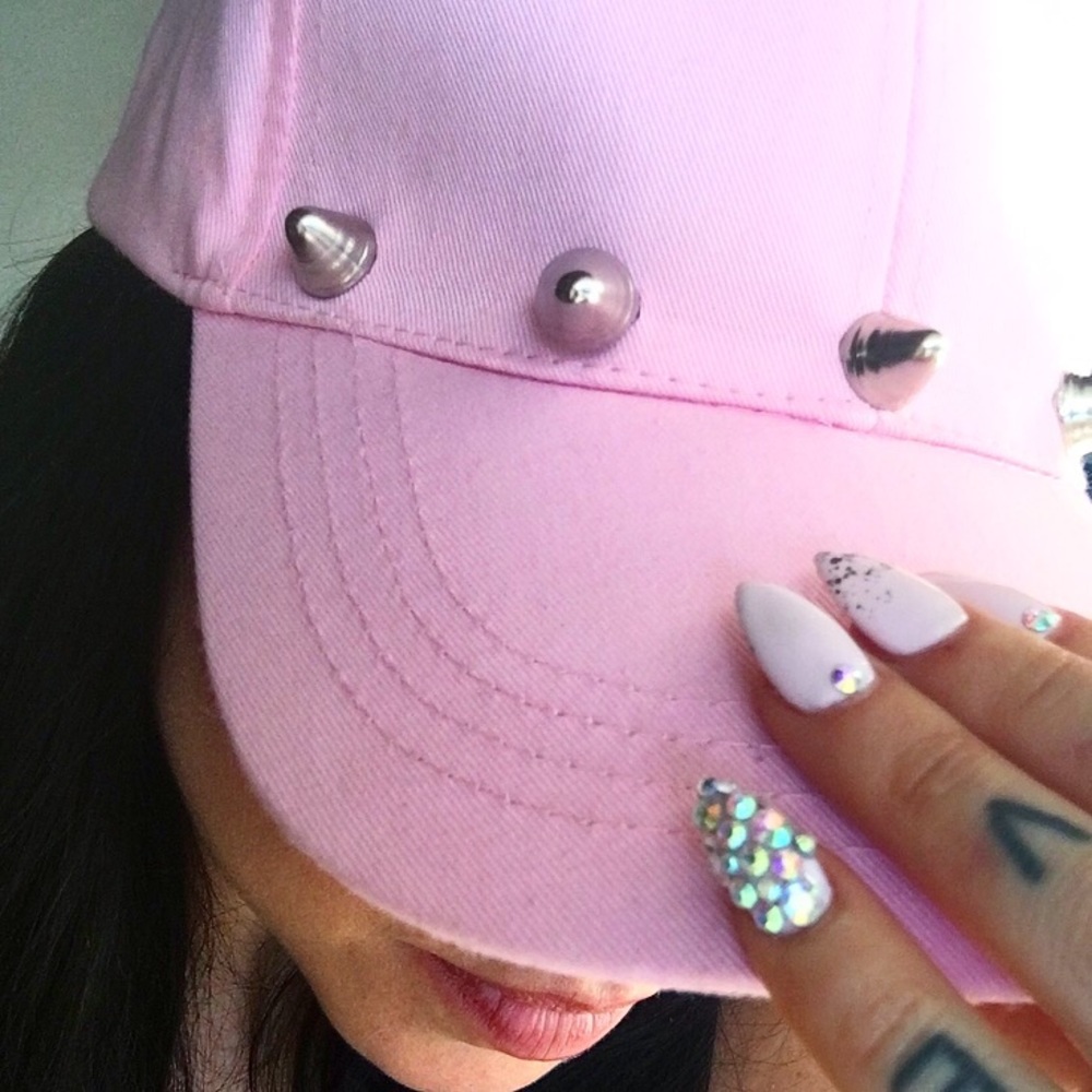 Baby pink baseball spiked hat