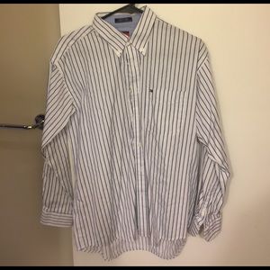Tommy Hilfiger White Blue Men's Dress Shirt Large