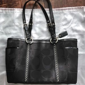 Authentic Coach Tote with Black Patent Leather