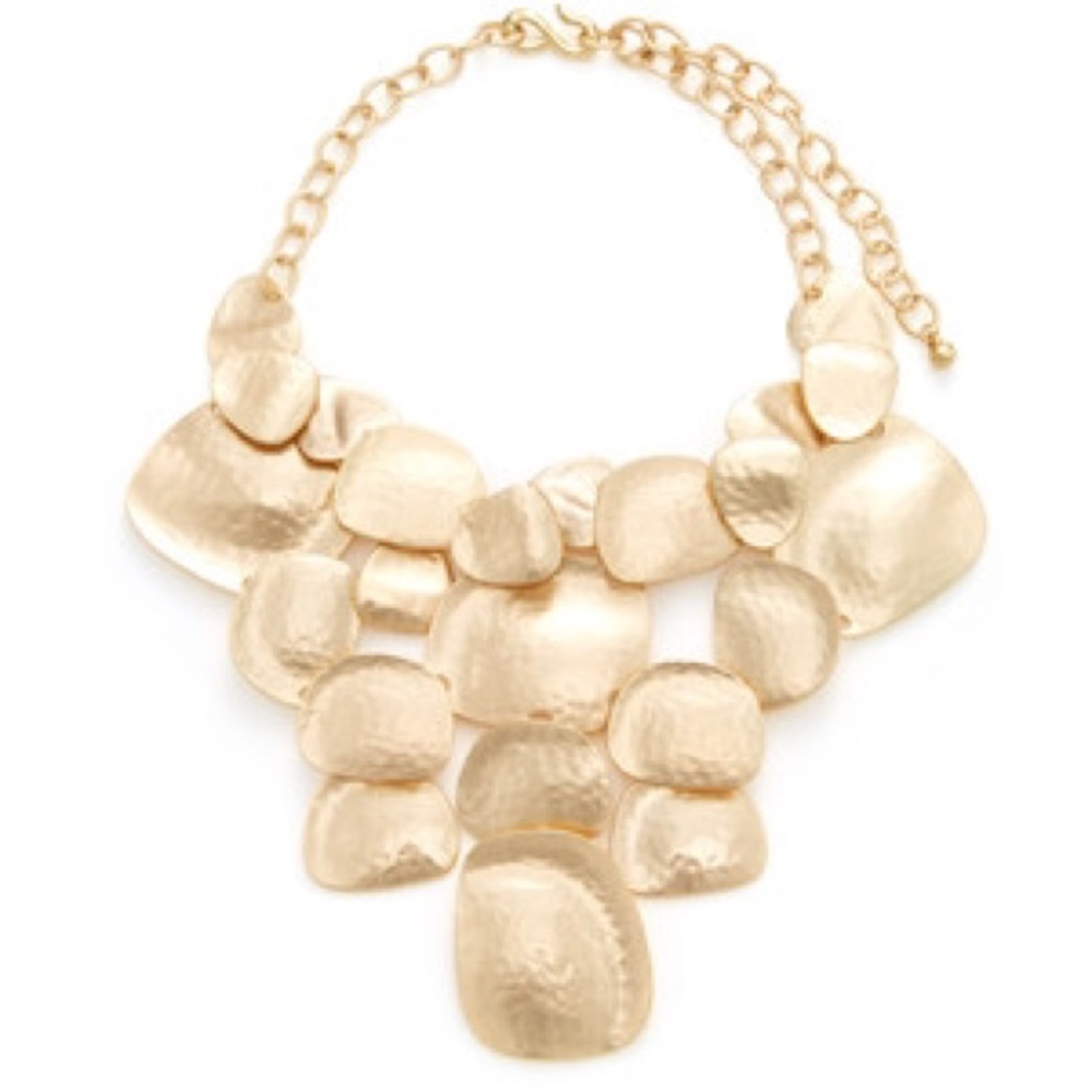 Chico's  hammered bib gold necklace