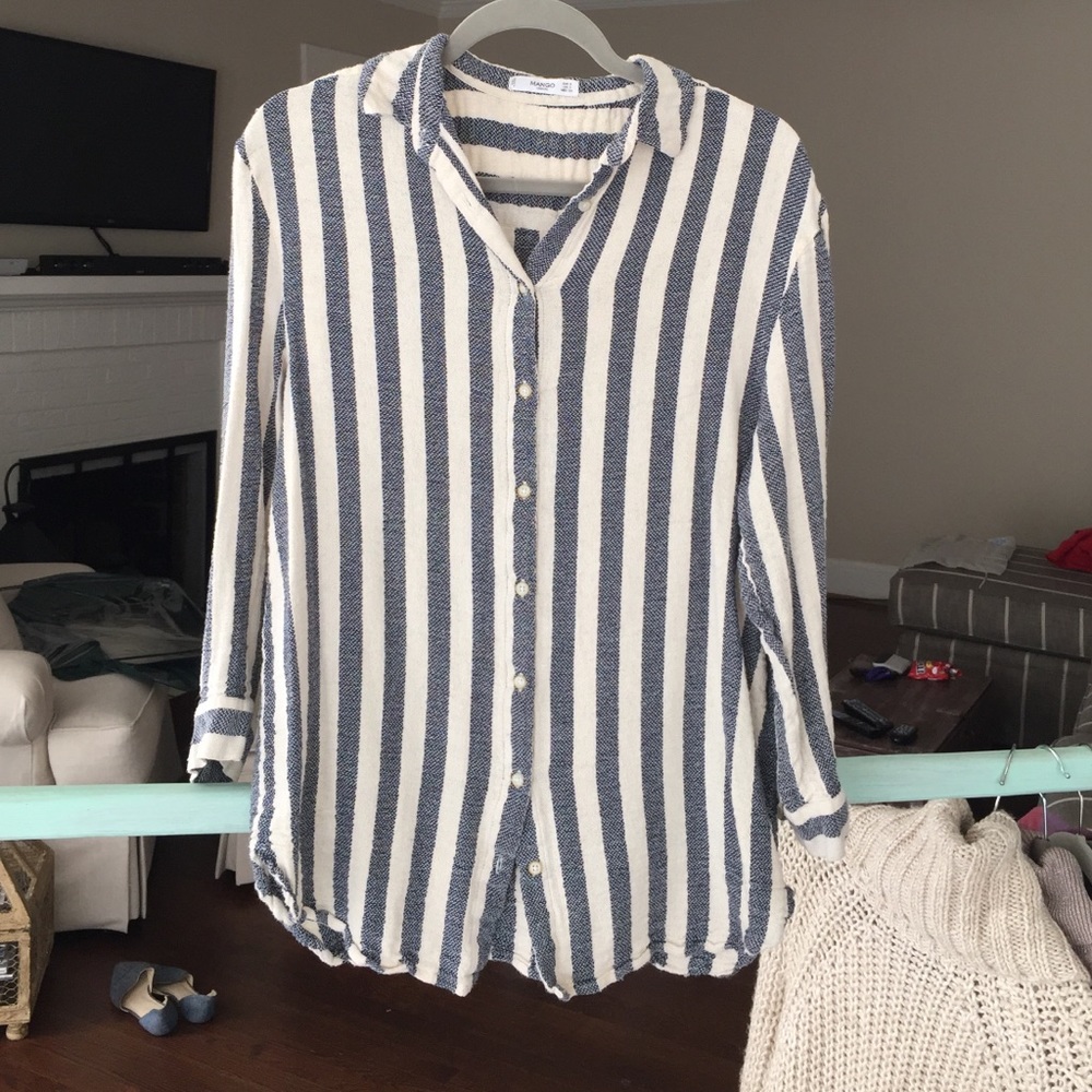 Navy and cream button down
