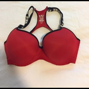 PINK Red Crossback Sports Bra