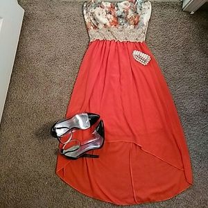 Classy strapless high low dress