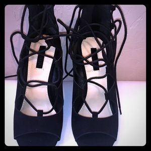 NEW Black Laced Wedges Size 6.5