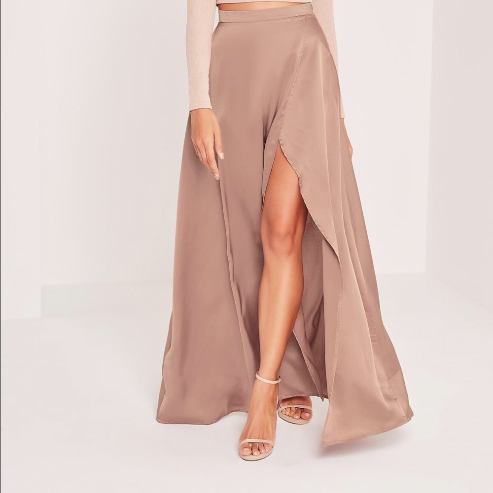 NWT Missguided Satin Wrap Maxi Skirt w/ Slit