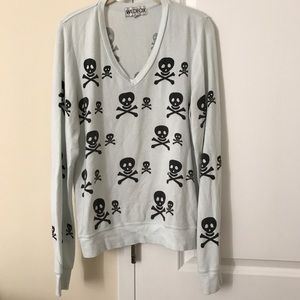 Wildfox skull and crossbones vneck jumper