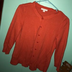 Orange 3/4 Length Sleeve Cardigan