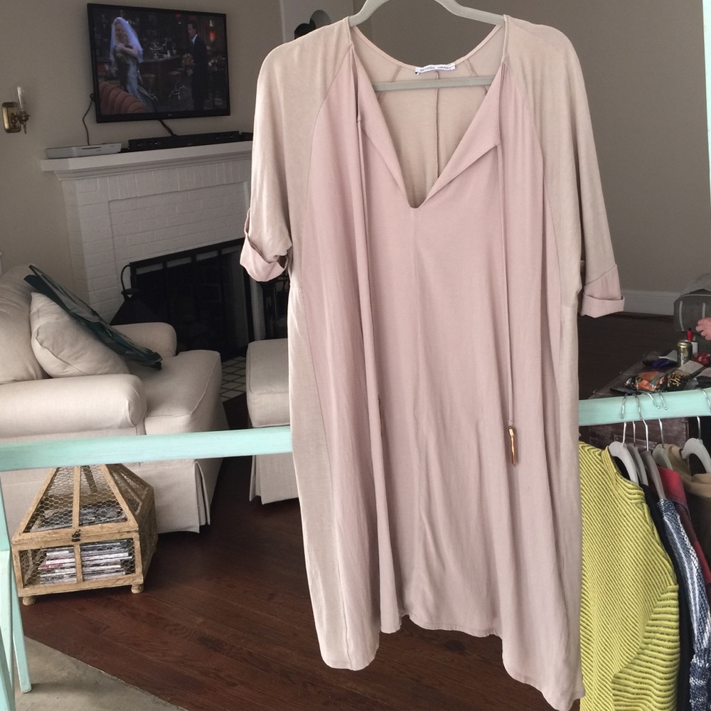 Shirt dress with tassels